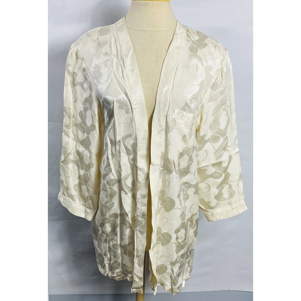 Women Sexy Silk Blend Short Nightgown Ivory Size S/M